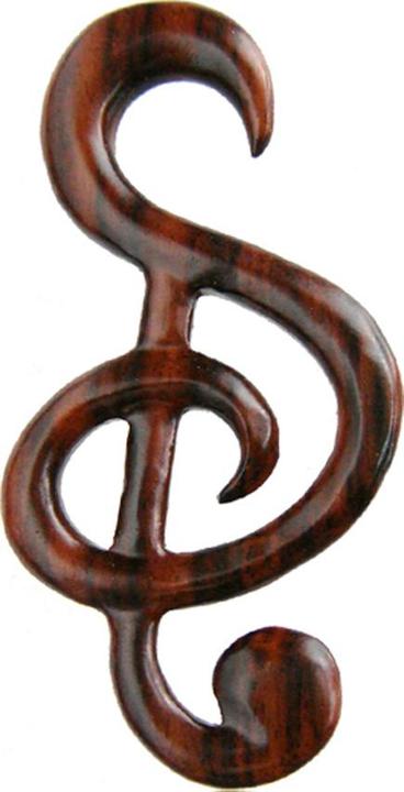 Image du produit Star Piercing Poids d'oreille Crochet Clé de sol en bois Narra (sans laiton, Organique)