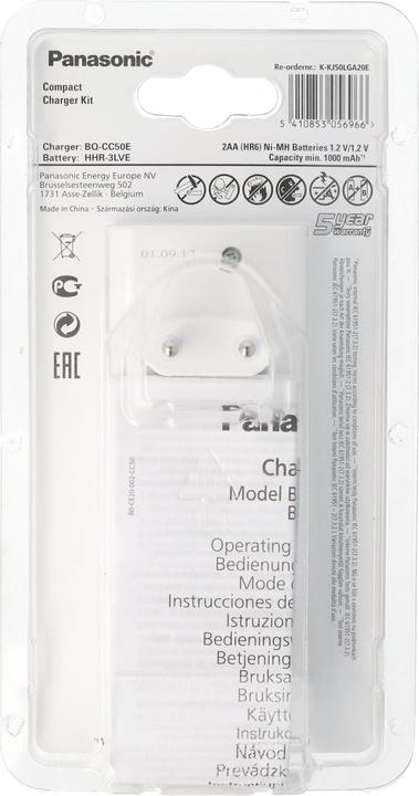 Produktbild Panasonic Compact Charger BQ-CC50 (2 Stk., AA, 1000 mAh, Ladegerät inkl. Akku)