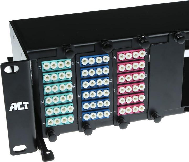 Actual product image Fiber panel High Density 2U for 12 MTP"-MPO cassettes / keystone adapterplates