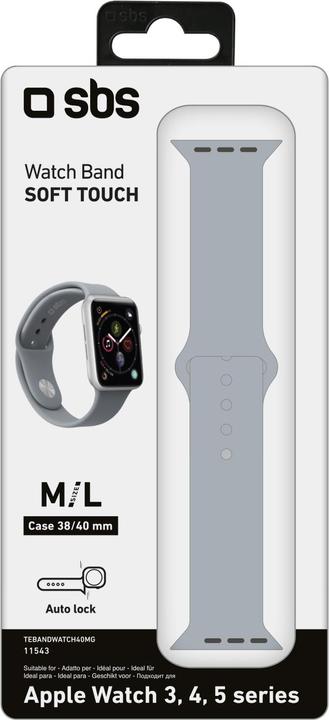 Produktbild SBS Armband Grösse M/L für Apple Watch Series 3/4/5/6/7/SE 40mm grau (40 mm, Silikon, 4)