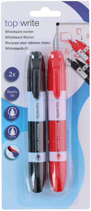 Immagine prodotto Topwrite Marcatore per lavagna bianca doppio 2 pezzi (Nero, Rosso, 2 x)