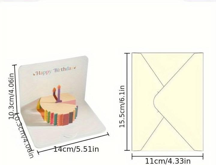 Produktbild PhoneLook Pop-up-Geburtstagskarte Happy Birthday Cake in 3D Glückwunsch Karte mit Umschlag (1 Stk.)