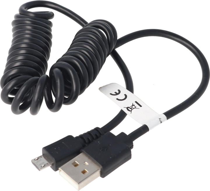 Immagine prodotto AccuCell micro-USB Spiral-Anschlusskabel USB-A Stecker auf micro-USB Stecker (1 m, USB 3.2 Gen 1)