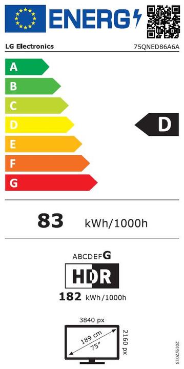 Energie-Label LG 75QNED86A6A (75", QNED86, QNED, 4K, 2025)