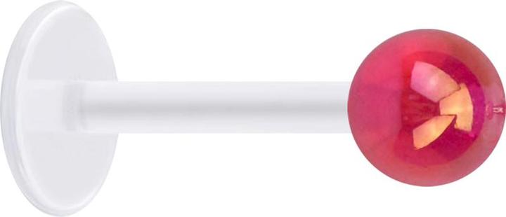Star Piercing Micro Labret transparent mit Kugel beschichtet pink (ohne Messing, Acryl, Bioflex)