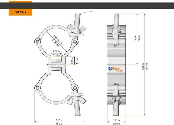 Produktbild Global Truss Swivel Coupler Small 48-51/30/100kg