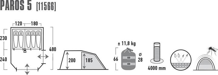 Image du produit High Peak Paros 5 (Tente tunnel, 11.70 kg, 5 personnes)