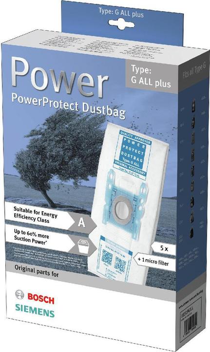 Bosch Hausgeräte 00577549 Type G All Plus PowerProtect SMS Vacuum Cleaner Bag and Filter Set (6 x)