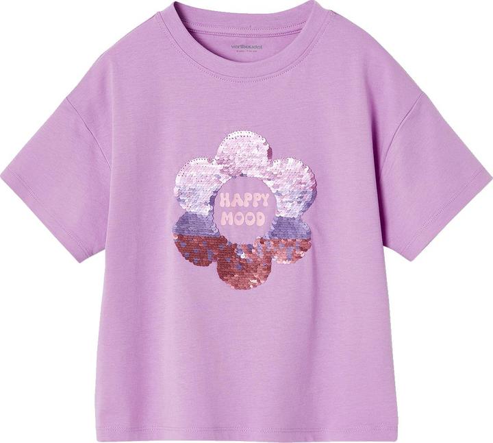 Vertbaudet Mädchen T-Shirt mit Paillettenmotiv und Recycling-Baumwolle