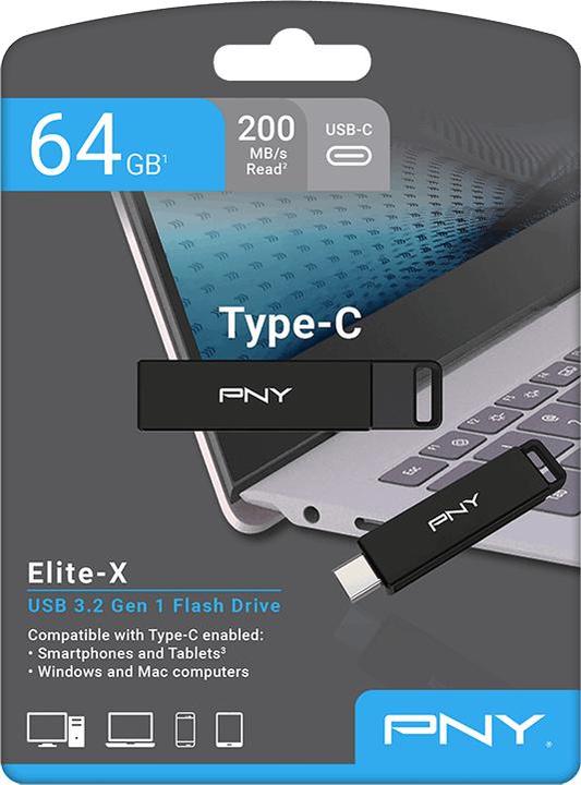 Image du produit PNY Clé USB 64 Go USB 3.1 Elite-X Type-C (64 Go, USB-C)