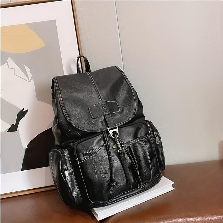 Only-Bags.Store Vintage PU-Leder-Rucksack, modische Klappe Design Reisetasche, vielseitige tägliche & College