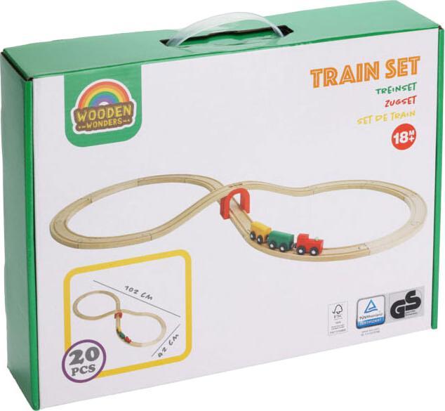 Wooden railway set, 20 pieces.