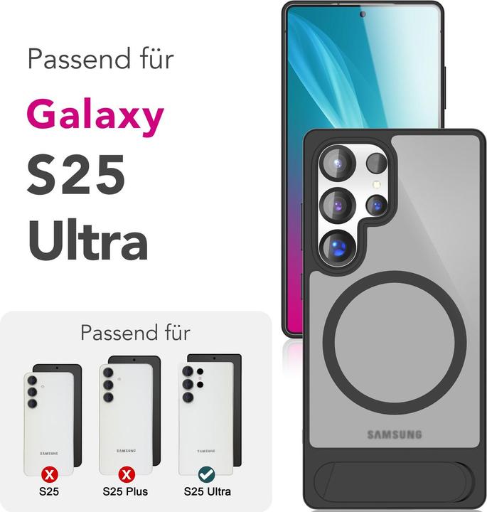 Immagine prodotto Nalia Triton - Durchsichtige Standfuss Hülle mit MagSafe Ring - Kickstand Hardcover (Samsung Galaxy S25 Ultra)