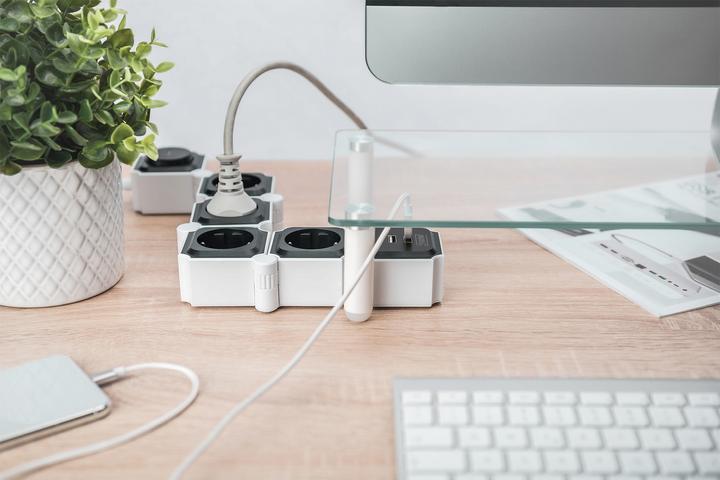 Actual product image Digitus Flexible Power Strip, 4-way with 2 USB Ports & Switch (4 x, CEE 7/3, 1.60 m)