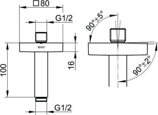Produktbild Keuco Brausearm EDITION 300 Ros ec Ausldg 100mm alu-fin