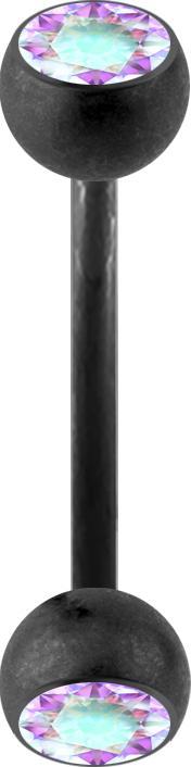 Immagine prodotto Star Piercing Micro banana nera opaca con due sfere di cristallo multicolore (senza ottone, Acciaio chirurgico 316L)