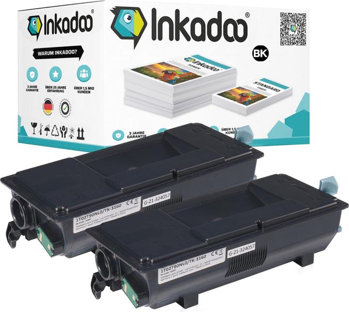 Actual product image Inkadoo Toner compatible to Kyocera 1T02T90NL0 / TK-3160 Toner, black Black (FC)