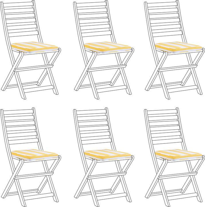 Image du produit Beliani Coussin d'assise pour chaise TOLVE (lot de 6) jaune / blanc rayé 31 x 39 x 5 cm (39 x 31 cm)