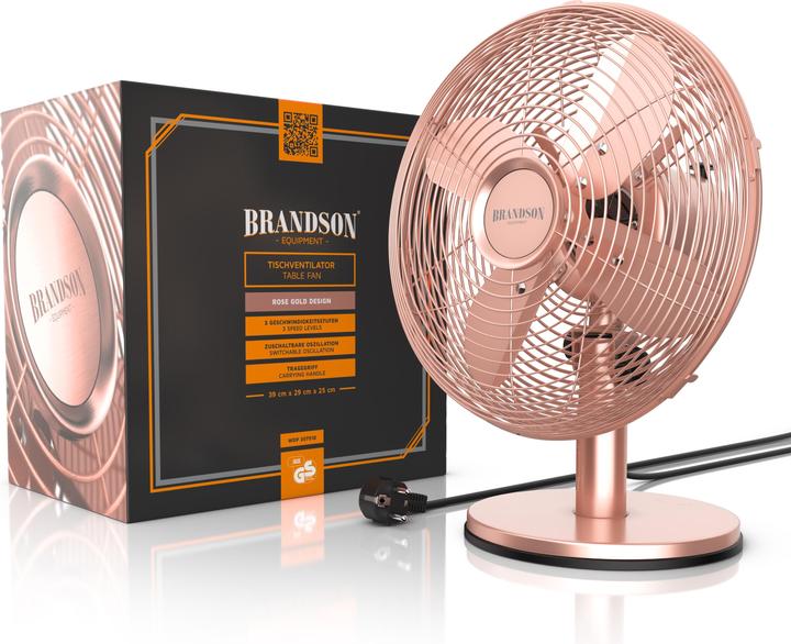 Produktbild Brandson Tischventilator Retro Design, Oszillation, Neigbar, Metallgehäuse, Lüfter 30W, 28 cm Ø, 3 Stufen (50 dB)