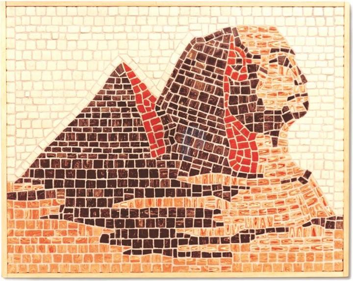 Actual product image Block Cuit. Ceramic stone mosaic - Pyramid of Giza (34 x 27 cm)