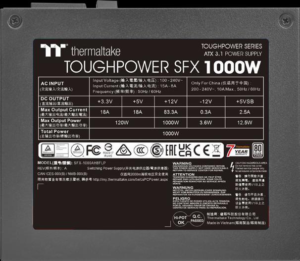 Image du produit Thermaltake TT Toughpower SFX Platinum 1000W (1000 W)