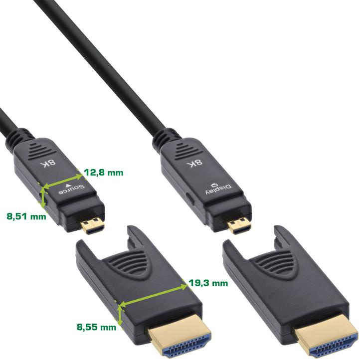 Produktbild InLine HDMI AOC Kabel, Ultra High Speed HDMI Kabel, 8K4K, schwarz, 10m (40 m, HDMI)