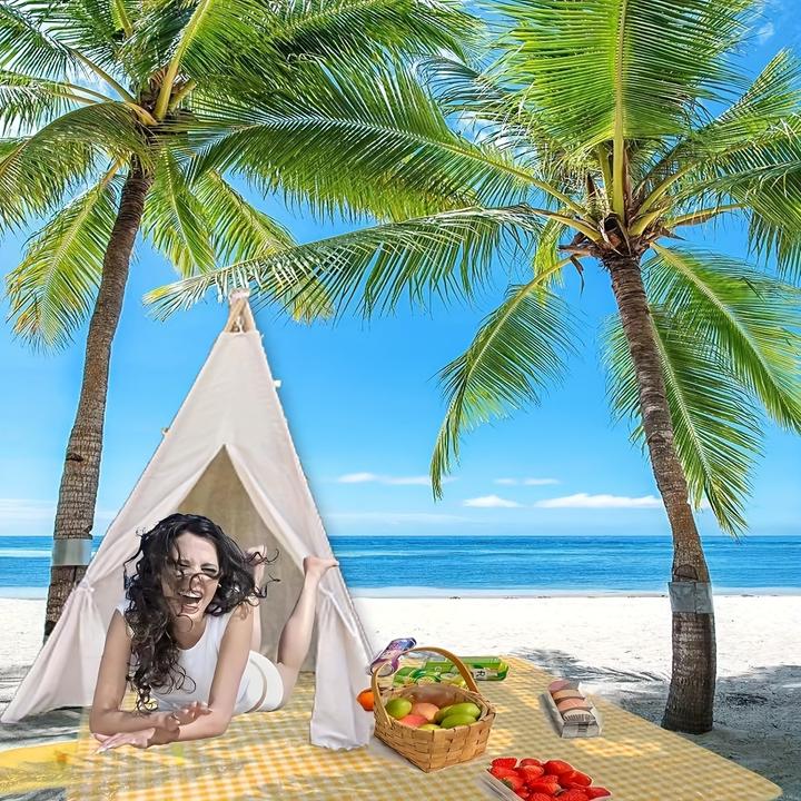 Produktbild PhoneLook Grosse tragbare Picknickdecke für Strand/Camping (200 x 200 cm) faltbar mit Aufbewahrungstasche