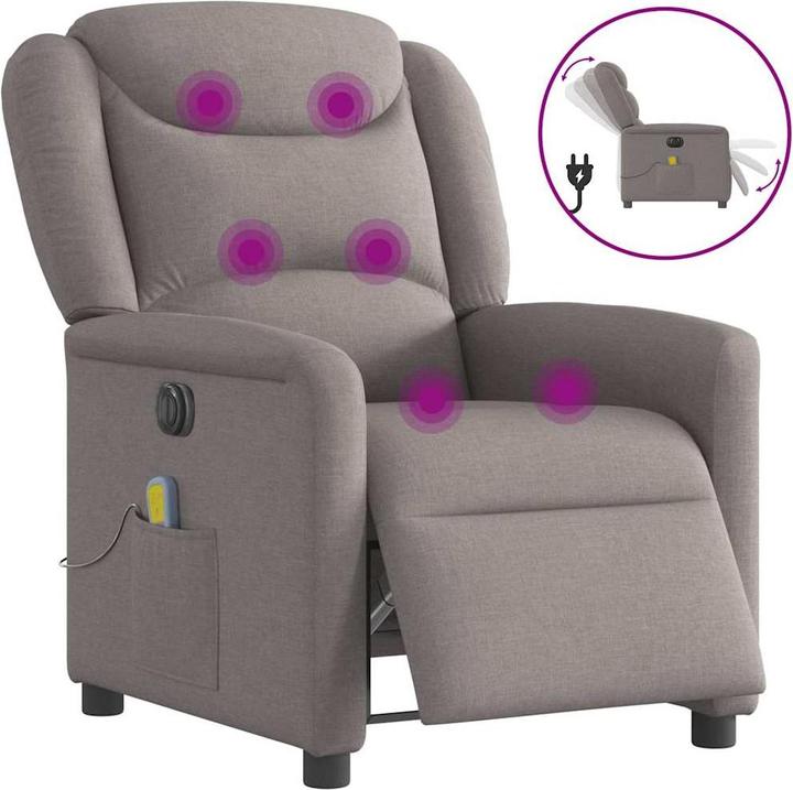 Actual product image VidaXL Massage chair electric taupe fabric