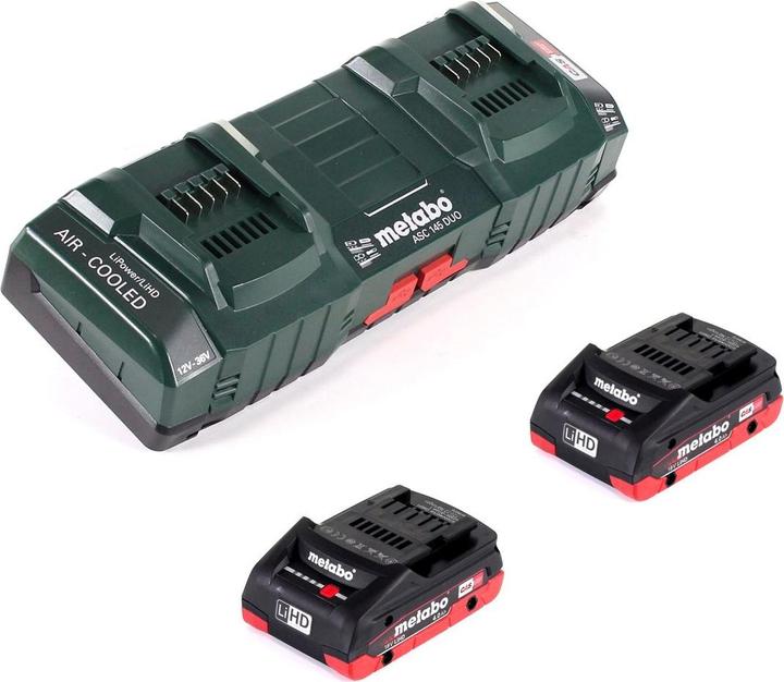 Actual product image Metabo Basic set with 2x battery LIHD 4,0Ah + ASC 145 DUO double charger (18 V)