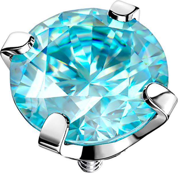 Actual product image Star Piercing Dermal Anchor silver crystal aqua set (Surgical steel 316L)