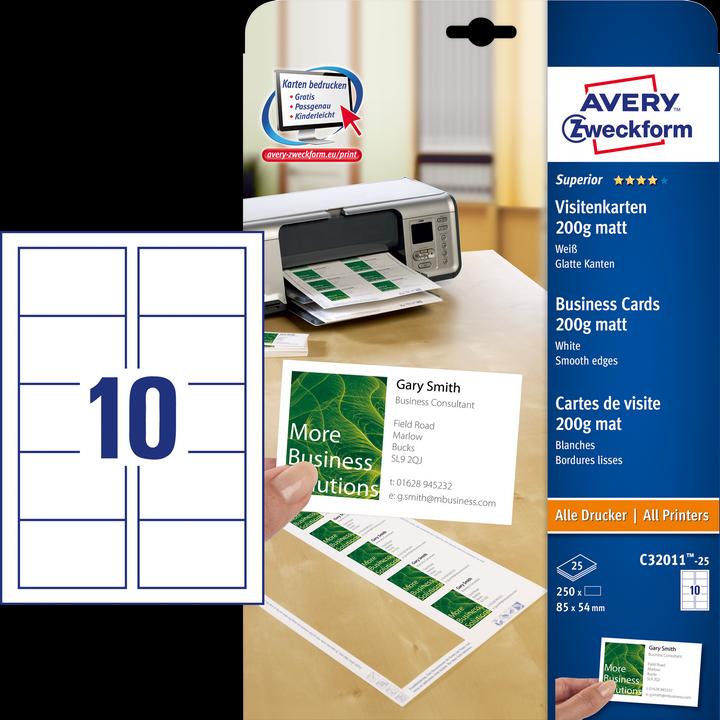 Actual product image Avery Superior business cards (200 g/m², 500 x, 8.5 x 5.4 cm)
