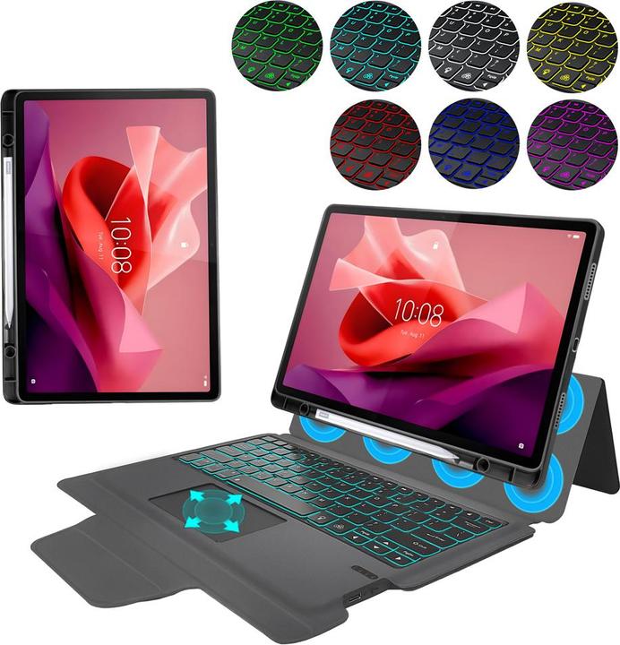 Produktbild Techsuit - KeyTab Pro + Screen Protector (Keyboard/Pen Holder) - Lenovo Tab P12 - Black (Lenovo Tab P12)