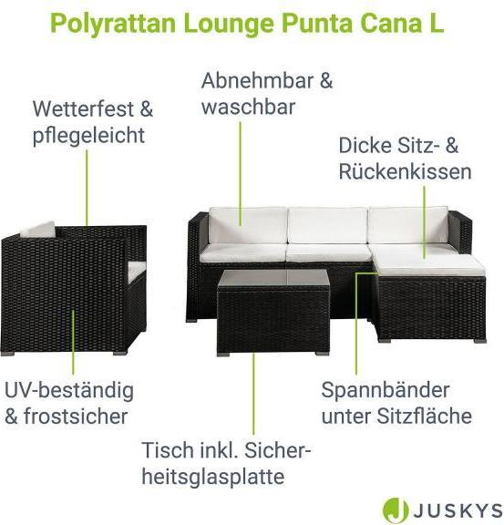 Actual product image Juskys Polyrattan lounge set Punta Cana L
