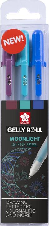 Actual product image Sakura Gel rollerball pen Gelly Roll Moonlight 06 "Galaxy (Ultramarine, Teal, Burgundy, 3 x)