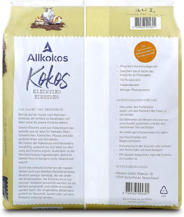 Actual product image Allkokos Einstreu für Kleintiere (10 kg, Bedding)