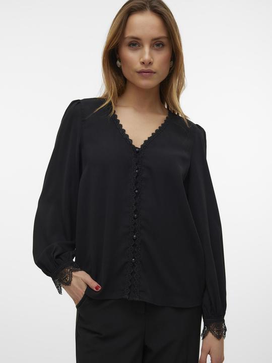 Image du produit Vero Moda Coupe normale Encolure en V Manches avec bouton Coupe volumineuse des bras Top Blouse (S)