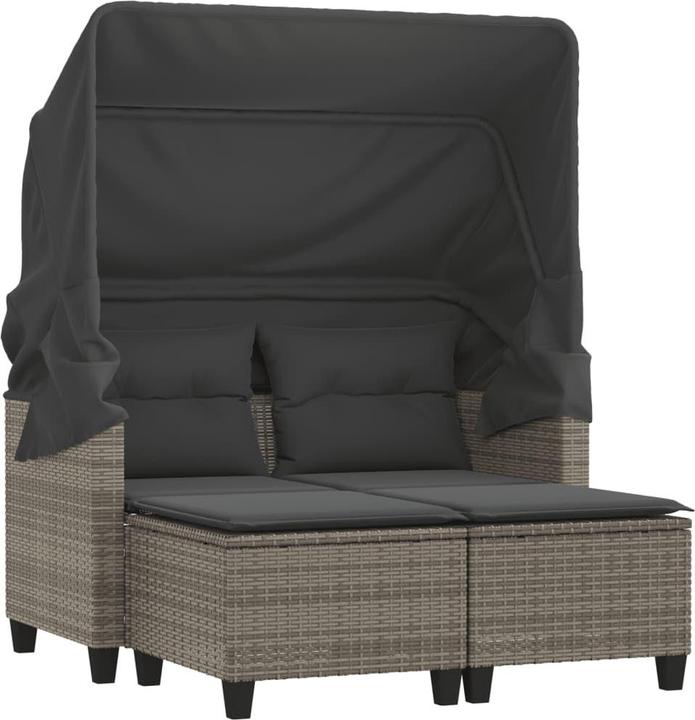 Produktbild VidaXL Gartensofa 2-Sitzer mit Dach und Hockern