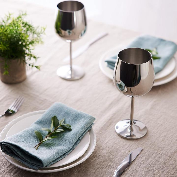 Actual product image Oak & Steel Stainless steel wine glasses silver set of 2 (50 cl, 2 Glasses, Wine glasses set)
