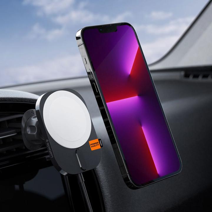 Produktbild Spigen Autohalterung mit Ladegerät ITM12W Onetap Pro 3 Magnetic Magsafe Vent Car Mount Wireless Charger b (15 W)