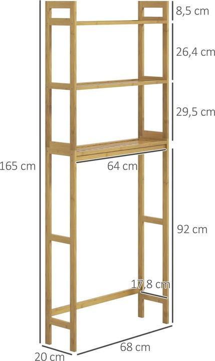 Immagine prodotto Kleankin Scaffale da bagno a 3 livelli (68 x 20 x 165 cm)