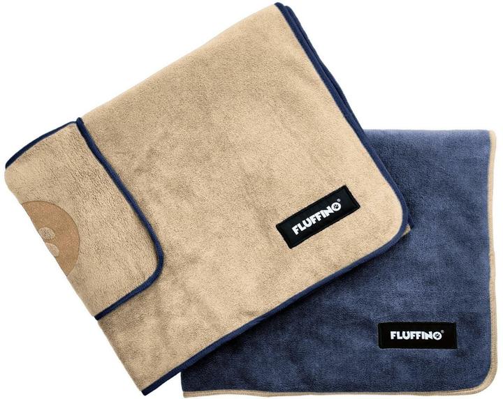 Actual product image Fluffino Dog towel set, beige / blue, L (Dog)