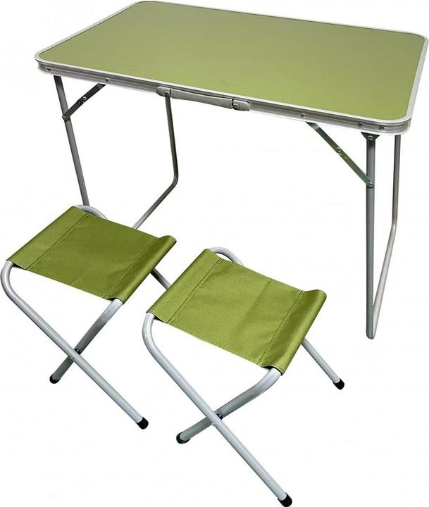 Actual product image Enero Folding camping hiking table 80 x 60 x 70 cm + two chairs green