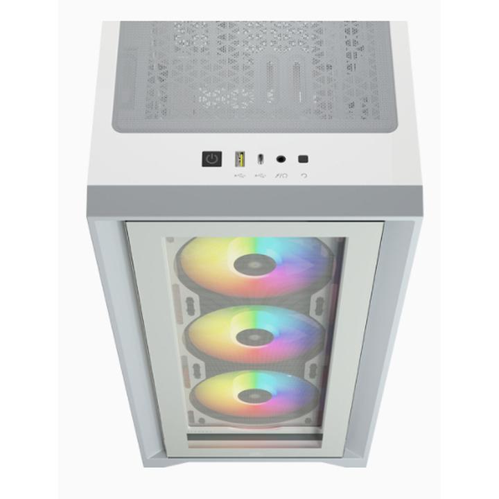 Immagine prodotto Corsair Custodia iCUE 4000X RGB Mid-Tower in vetro temperato bianco (ATX, mATX, Mini-ITX, E-ATX)
