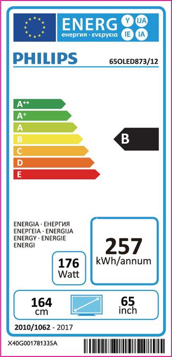 Energie-Label Philips 65oled873/12 (65", OLED, 4K, 2018)