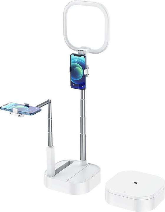 Actual product image Usams Podwójny uchwyt na telefon z lampą LED biały/white ZB24001 (US-ZB240) (1900 lm)