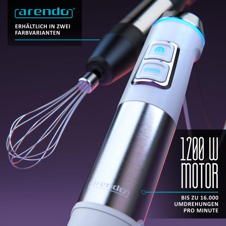 Immagine prodotto Arendo Frullatore a mano 1200W, set di frullatori a mano in acciaio inox con caraffa graduata, tritatutto