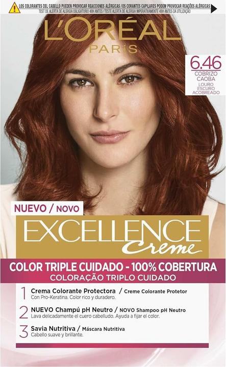 L'Oréal Paris EXCELLENCE Creme tinte #6,46 rubio oscuro cobrizo caoba (#6,46 rubio oscuro cobrizo caoba)
