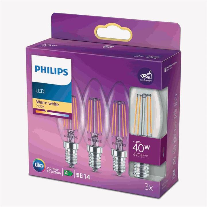 Productafbeelding Philips Lamp (E14, 4.30 W, 470 lm, 3 x, F)