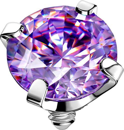 Star Piercing Dermal Anchor silber Kristall tanzanite gefasst (ohne Messing, Chirurgenstahl 316L)