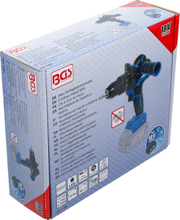 Actual product image BGS Cordless Impact Drill | brushless | 80 Nm | 18 V | without rechargeable Battery (Rechargeable battery operated)